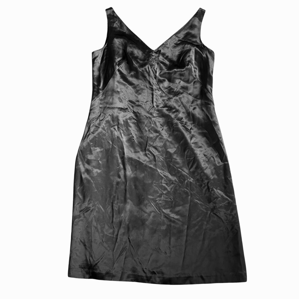 Gap Satin Mini Dress NWT Womens 6 Black Sleeveless V-Neck Back Zipper Classic